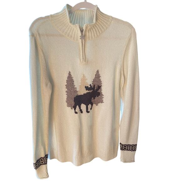 Christopher & Banks Moose Christmas Sweater Womens Size Medium - Picture 1 of 9